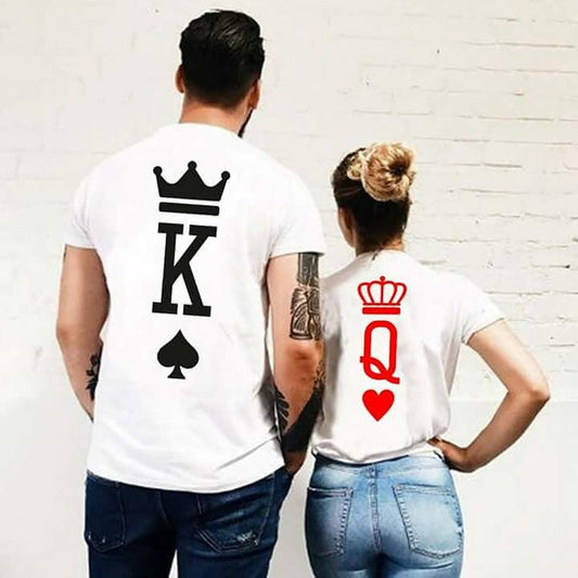 Couple T-Shirts with Crown and Playing Card Prints