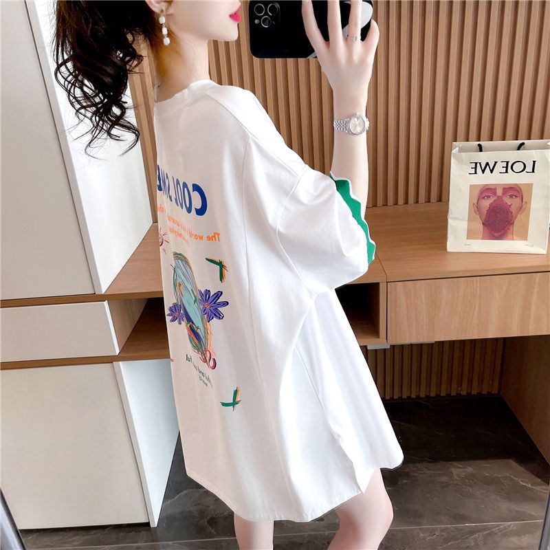 Patchwork Print Oversized Women's Casual T-Shirts