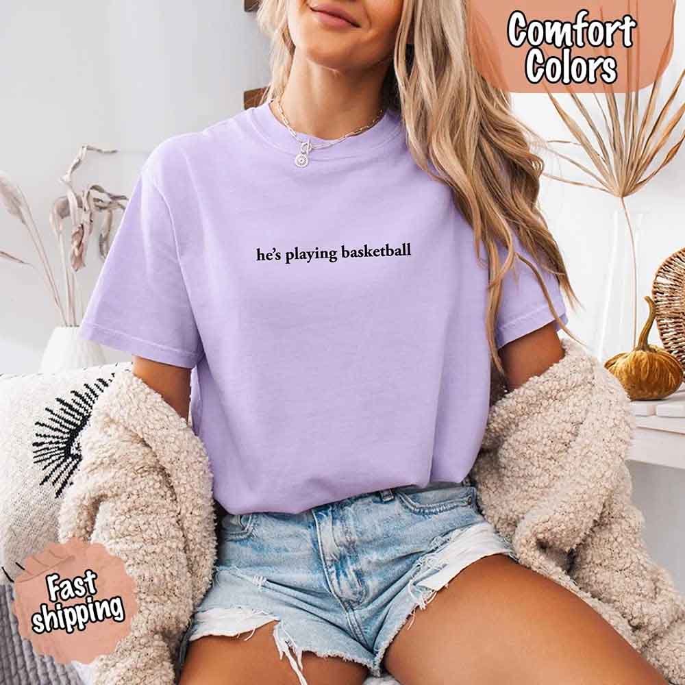 He’s Playing Basketball – Funny Sports Girlfriend Shirt for Women