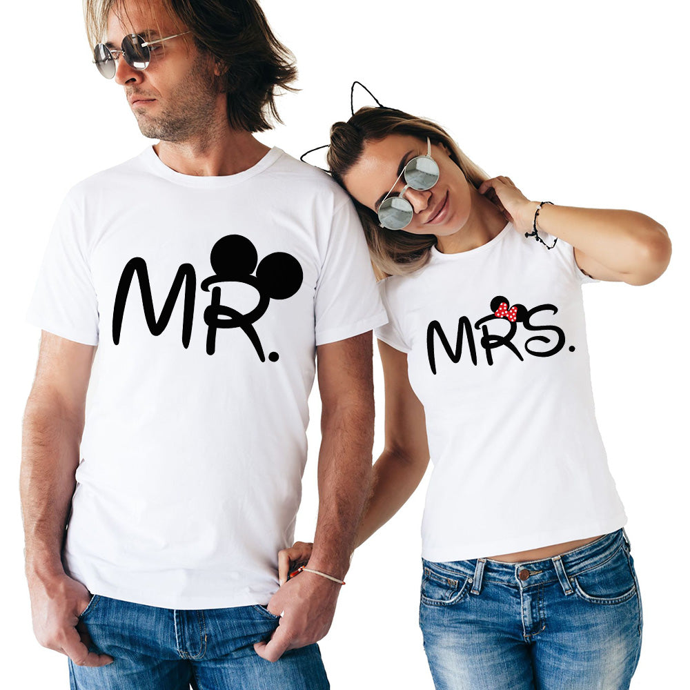Summer Couples T-Shirts with Cartoon Print Design
