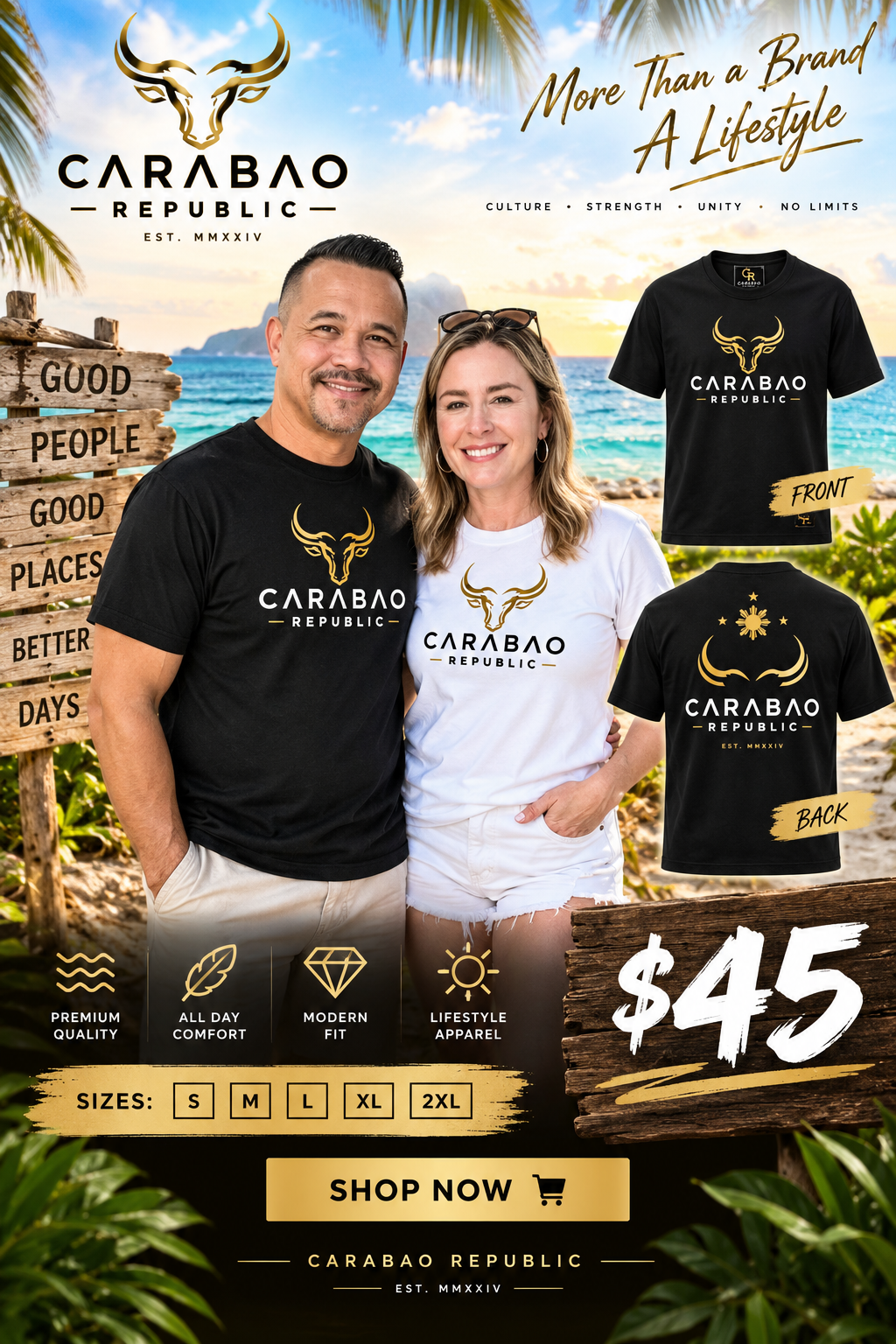 Carabao Republic Heritage Horns Tees